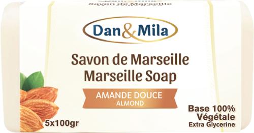 SAVON MARSEILLE/AMANDE DOUCE LOT 100GX5