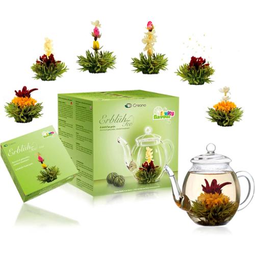 COFFRET THEIERE/6 FLEURS DE THE VERT